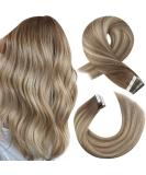 Moresoo Balayage Human Hair Tape in Extensions 24 Inch | Light Brown & Platinum Blonde | 20 Pieces/50g - Buy Online on GoSupps.com