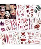 Konsait 120pcs Halloween Scars Tattoos - Waterproof Fake Blood Tattoo for Halloween Party Makeup - Zombie Vampire Bite Temporary Tattoo for Kids Women Men - Buy Online on GoSupps.com