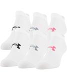 Under Armour Women's Essential 2.0 No Show Socks 6-Pack - White/Cerise - Size Medium - Buy Online on GoSupps.com