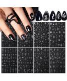 Stylish 3D Metallic Nail Art Stickers - Silver Moon Star & Snake Designs - Luxury Self-Adhesive Decals for DIY Manicure Decoration - Buy Online on GoSupps.com
