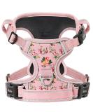 Heele dog crockery dog harness for medium-sized dogs softly breathable adjustable reflective anti-pull dog harness with padded handle 3 buckles floral pink XS XS-breastfall: 33-43cm floral pink - Buy Online on GoSupps.com