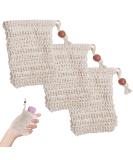 Buy Soap Bags for Bar Soap - 3Pcs Natural Sisal Fiber Soap Savers for Foaming & Drying Beige Soap Pouch for Massage & Peeling - Buy Online on GoSupps.com