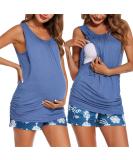 Ekouaer Women's Nursing Pyjamas Set - Short Two-Piece Breastfeeding PJs for Pregnancy - Adjustable Elastic Waistband - S-XXL - M Pat2 - Buy Online on GoSupps.com