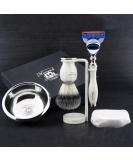 5 Pc Men's Shaving Kit | Safety Razor Badger Hair Brush Soap & Bowl - Perfect Gift Set - Buy Online on GoSupps.com