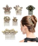 Vintage Hair Side Combs 6 Pack - Gold Pearl Rhinestone Metal Clips for Women - Bridal Wedding Hair Accessories - Buy Online on GoSupps.com