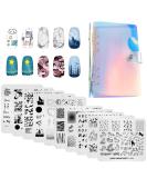 Alexnailart 10 Pieces Nail Stamping Plates Set with Multi-Patterns for Nail Design - Manicure Stencils Tool with Storage Bag (Set5) - Buy Online on GoSupps.com