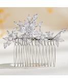 AW BRIDAL Cubic Zirconia Wedding Hair Comb - Silver Flower Bridal Hair Clip for Brides & Bridesmaids - Buy Online on GoSupps.com