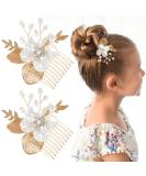 2PCS Rhinestone Crystal Pearl Wedding Hair Comb Set - Gold Alloy Hair Clip for Women, Bride, Party - HINZIC Accessories - Buy Online on GoSupps.com