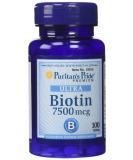 Puritan's Pride Biotin 7500 mcg - 100 Tablets | Hair, Skin & Nail Health Supplement - Buy Online on GoSupps.com