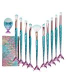 NIZIYI Mermaid Makeup Brush Set - 11 PCS Beauty Kit for Eyes, Face, and Brows - Buy Online on GoSupps.com