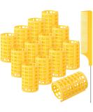 12-Piece Hair Roller Set with Rat Tail Comb - Large Plastic Hair Curlers for Hairdressing Styling Tools - Yellow (6.8 x 3.6 cm) - Pack of 12 - Buy Online on GoSupps.com