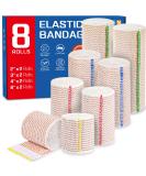 AZEN Premium Elastic Bandage Wrap 8 Pack - Compression Wrap for Legs Ankle Knee Tummy | Latex-Free Lymphedema Support - Buy Online on GoSupps.com