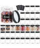 36PCS 8OZ Plastic Jars with Screw On Lids, Pen and Labels Refillable Empty Round Slime Cosmetics Containers for Storing Dry Food, Makeup, Slime, Honey Jam, Cream, Butter, Lotion (Clear & Black) - Buy Online on GoSupps.com