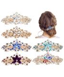6 Pack Fancy Delicate Jeweled Gems Rhinestone Sparkly Glitter Flower French Barrette Metal Hair Clips Bun Chignon Twist Hairpins Ponytail Holder Headpiece Accessories for Women Girl - Buy Online on GoSupps.com