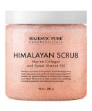 Majestic Pure Himalayan Salt Body Scrub with Collagen & Sweet Almond Oil - Exfoliating & Moisturizing 10 oz - Buy Online on GoSupps.com