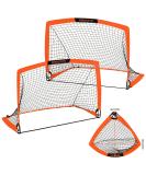 WEKEFON Set of 2 Portable 3.6'x2.7' Soccer Goals with Carry Bag - Foldable Pop Up Net for Kids and Youth Soccer Practice in Orange - Buy Online on GoSupps.com