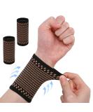 Buy Copper Wrist Compression Sleeves for Arthritis & Carpal Tunnel | Comfortable Support for Men & Women - 1 Pair - Buy Online on GoSupps.com