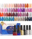 Lavender Violets 42 Pcs Gel Nail Polish Kit Set - 36 Colors + 6 Base Top Coat - Glossy Matte & Glow in the Dark - Nail Art C952 Winter Leaves - Buy Online on GoSupps.com