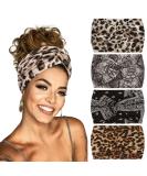 Headbands for Women' s Hair Wide Thick Stretchy Boho African Turban Knotted Leopard Head Bands 4Packs Flower - Buy Online on GoSupps.com