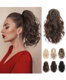 REECHO 12 Short Curly Claw Clip Ponytail Extension - Natural Wavy Synthetic Hairpiece, Dark Chocolate Brown - Buy Online on GoSupps.com