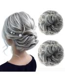 Jjstar 2-Piece Hair Part with Rubber Band - Perfect for Updos Messy Buns & Ponytails | Hair Extensions for Women & Girls - Gray & White Tips - Buy Online on GoSupps.com