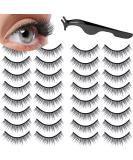 16 Pairs Reusable Self Adhesive Eyelashes Waterproof Stable False Lashes Self Stick Easy to Apply False Eyelashes with Tweezers for Women Girls Gift Non Slip Natural No Eyeliner Look  Black - Buy Online on GoSupps.com