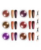 Mirror Chrome Nail Powder Set - 6 Metallic Rose Gold Shades with Sponge Sticks for Nail Art - 1g/Jar G-Orange - Buy Online on GoSupps.com