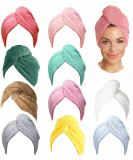 10 Pack Microfiber Hair Towel Wraps - No Frizz Turbans for Long Curly Hair - Buy Online on GoSupps.com