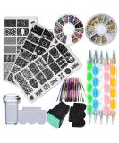 Floral & Geometric Nail Art Stamping Kit with Rhinestones & Mandala Dotting Pen - Manicure DIY Set - Buy Online on GoSupps.com