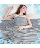 King Size Cooling Blanket - Lightweight & Breathable Summer Blanket for Hot Sleepers - Double Sided Cold Effect - Oversize Blanket for Bed - Grey Band 229x274 cm - Buy Online on GoSupps.com