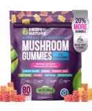 Lions Mane Mushroom Supplement Gummies - Organic Mushroom Gummies - Reishi, Cordyceps, Turkey tail, Maitake, Shitake, Chaga - Immune Defense, Boosts Cognitive Performance, Vegan, Low Carb - 80 Gummies - Buy Online on GoSupps.com
