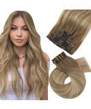 Moresoo Clip-In Extensions - Real Remy Hair Light Brown & Gold Blonde Balayage (7 PCs 120g 45cm) | Smooth Thick Human Hair - Buy Online on GoSupps.com