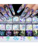 12 Colors Holographic Nail Art Glitter Sequins - Irregular Mermaid Nail Sequins for Face, Hand, Body - Colorful Fluorescent Glass Paper Nail Decoration - DIY A4 - Buy Online on GoSupps.com