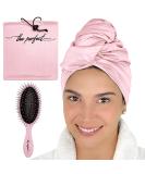 Ultrafine Microfiber Hair Crop - Anti-Frizz Fast-Drying Turban & Wet/Dry Brush - Perfect Haircare in Pink | International Shipping - Buy Online on GoSupps.com