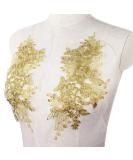 BETITETO 1 Pairs Flower Embroidery Lace Applique White Car Bone Floral Embroidered Sew on Patches for Wedding Dress Gown Bodice Costume Clothing Craft DIY (Gold) - Buy Online on GoSupps.com