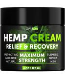 SWIZON Natural Hemp Cream for Muscles Joints Neck Back Elbows - Hemp Oil Muscle Relaxer Cream to Soothe Discomfort - Hemp Oil Extract Gel with Arnica Msm Turmeric Menthol Rub - 4 oz 4 Ounce (Pack of 1) - Buy Online on GoSupps.com