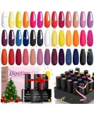 Beetles 20 Pcs Sunset Soiree Gel Nail Polish Set | Fall Winter Gel Polish Kit | Glitter Black Orange-Red Purple Dark Blue Shades | Halloween Nail Art | Top Coat & Base Gel | Gifts for Women - Buy Online on GoSupps.com