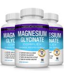 3X Bottles Magnesium Glycinate Complex 525mg High Absorption Chelated Formula for Muscle Relaxation & Recovery - Vegan 90 Capsules - Buy Online on GoSupps.com