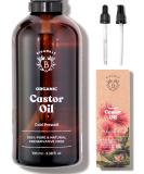 Bionoble Organic Castor Oil 100ml - 100% Pure Natural Cold Pressed - Lashes Eyebrows Body Hair Beard Nails - Vegan Cruelty Free - Glass Bottle + Pipette + Pump - Buy Online on GoSupps.com
