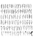 Kotbs Realistic Tiny Branch Black Flower Temporary Tattoos - Pack of 18 Sheets | Small Bouquet Wild Plant Floral Fake Tattoos for Women, Girls, and Kids - Buy Online on GoSupps.com