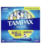 Tampax Pearl Tampons Regular Absorbency With Leakguard Braid Unscented 50 Count 50 Count (Pack of 1) Regular Absorbency - Buy Online on GoSupps.com