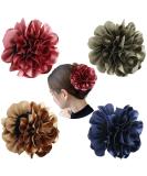 Cinaci 4 Pack Black Plastic Hair Claws Clips with Large Satin Rose Flower Bow - Hair Accessories for Women and Girls - Buy Online on GoSupps.com