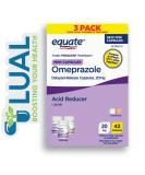 Omeprazole Acid Reducer for Heartburn | 42 Capsules with Luall Sticker | Equate Mini Capsules 20 mg - Buy Online on GoSupps.com