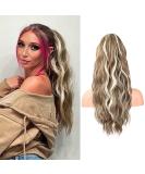 Flufymooz 56 cm Curly Ponytail Extension - Ash Brown with Blonde Reflexes | Hair Extensions for Women - Buy Online on GoSupps.com
