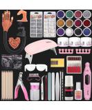 Flexible Nail Practice Hand & Acrylic Powder Kit with Nail Drill & Dryer Lamp - 12 Colors for Beginners - Buy Online on GoSupps.com