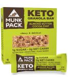 Munk Pack Keto Granola Bars - Almond Butter Cocoa Chip (4 Bars, 1.12 oz Each) - Buy Online on GoSupps.com