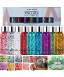 9 Pack Body Glitter Gel Mermaid Sequin Chunky Glitter Face Hair Nail Lip Glitter Gel Lasting Sparkling Lotion Glitter Liquid Eye Shadow for Festival Birthday Makeup Party - Buy Online on GoSupps.com