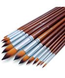 13pc Artist Watercolor Paint Brushes Set - Round Pointed Tip Nylon Hair Wood Handle - Ideal for Watercolor, Acrylics, Ink, Gouache, Oil - Detail Painting Kit - Buy Online on GoSupps.com