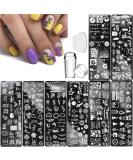 Daisies, Leaves, Letters, Lines, Lips, Flowers, Skeletons Nail Stamping Plates Set - 8pcs + Stamper & Scraper - Spring, Summer, Autumn & Winter Designs - Nail Supplies - Buy Online on GoSupps.com