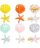 12-Piece Shell Pearl Starfish Hair Clip Set - Acrylic Resin Beach Wedding Accessories (Chic Blue & Elegant Style) - Buy Online on GoSupps.com